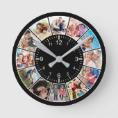 独自の12フォトコラージュカスタムファミリーを作成する ラウンド壁時計 (正面)