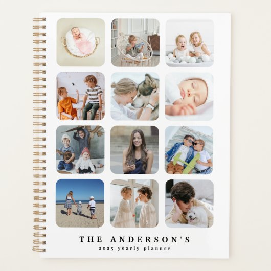 独自の12フォトコラージュ年のパーソナライズされた作成 プランナー手帳 (正面)