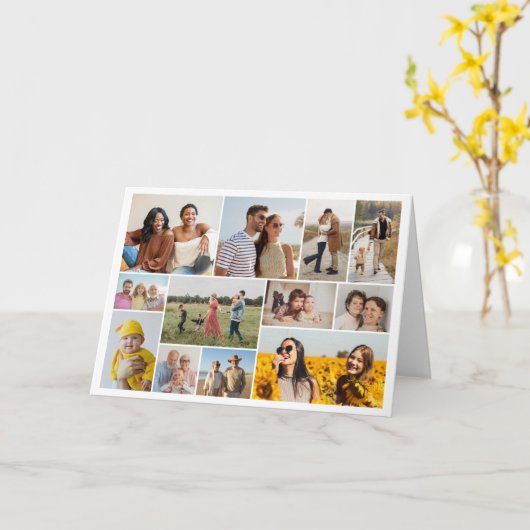 独自の12フォトコラージュ折り畳み挨拶を作成する カード (黄色い花)