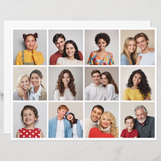 独自の12フォトコラージュ紙シートの作成 (正面/裏面)