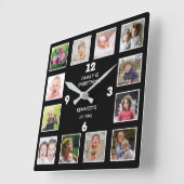 独自の12家族のフォトコラージフレームを作成する スクエア壁時計 (傾斜)