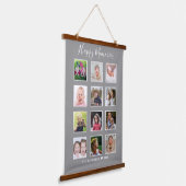 独自の12家族のフォトコラージンググレーを作成 吊り下げ型タペストリー (傾斜あり)