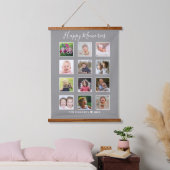 独自の12家族のフォトコラージンググレーを作成 吊り下げ型タペストリー (寝室)