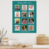 独自の12家族の写真コラージュを作成する緑 ポスター (キッチン)