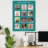 独自の12家族の写真コラージュを作成する緑 ポスター (ホームオフィス)