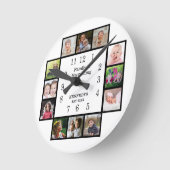 独自の12枚のフォトコラージュフレームファミリを作成 ラウンド壁時計 (傾斜)