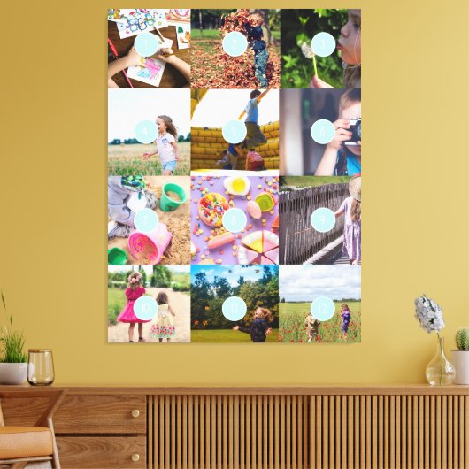 独自の12枚の写真を追加するカスタマイズ可能なカードフォトPri キャンバスプリント (インサイチュ (リビング))