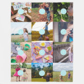 独自の12枚の写真を追加するカスタマイズ可能なカードフォトPri フリースブランケット (正面)