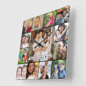 独自の13フォトコラージファミリー名を作成する スクエア壁時計 (傾斜)