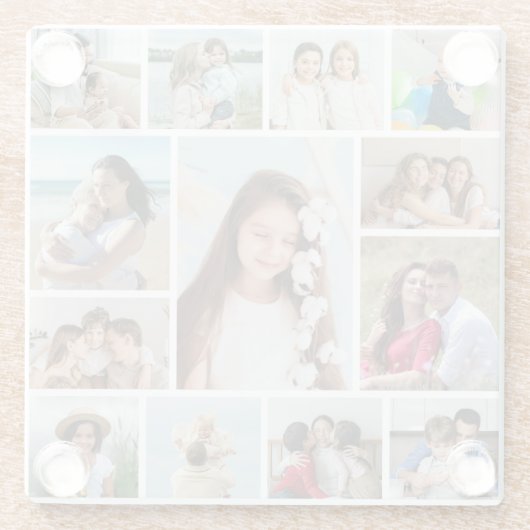 独自の13フォトコラージュを作成 ガラスコースター (裏面)
