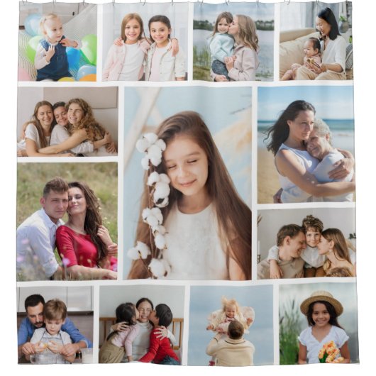 独自の13フォトコラージュを作成 シャワーカーテン (正面)