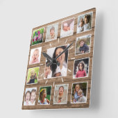 独自の13フォトコラージュ材を作成素朴する スクエア壁時計 (傾斜)