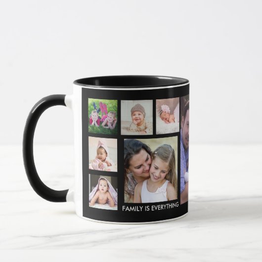独自の13家族のフォトコラージュを作成する黒 マグカップ (左)