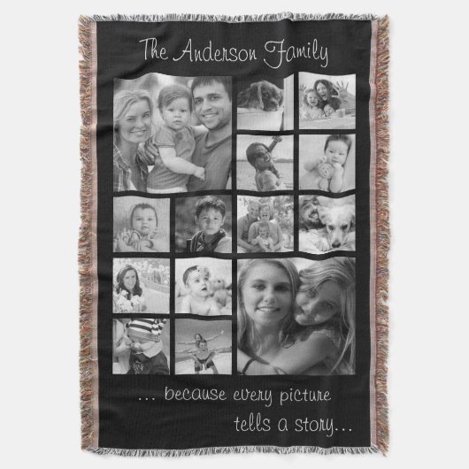 独自の14ファミリカスタムフォトコラージュを作成 スローブランケット (正面縦)