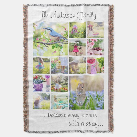 独自の14ファミリカスタムフォトコラージュを作成 スローブランケット (正面縦)