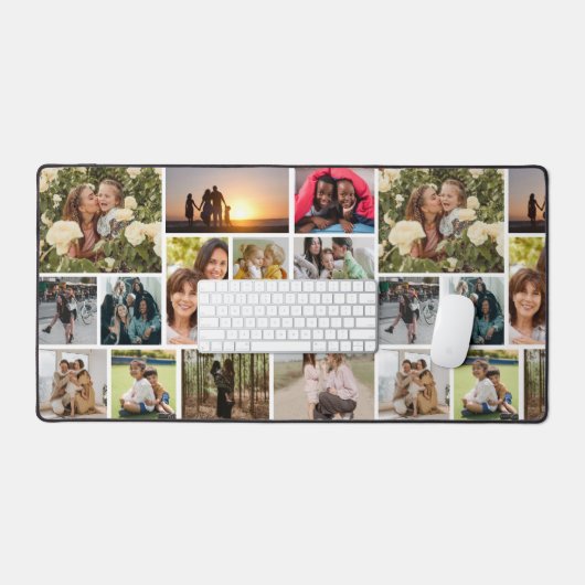 独自の14フォトコラージフォトブロックを作成する デスクマット (キーボード&マウス)
