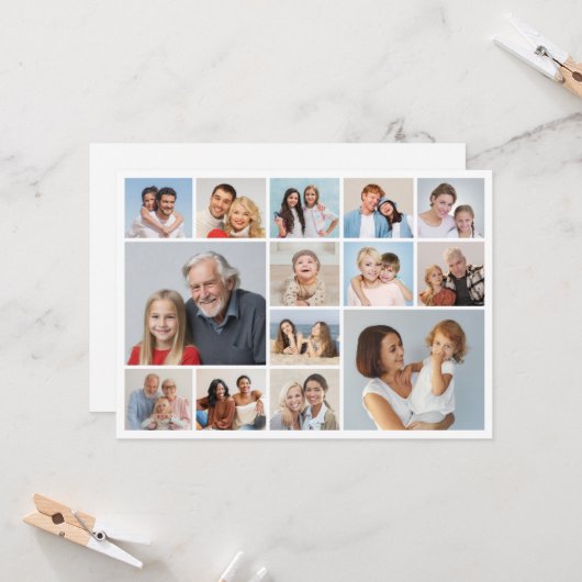 独自の14フォトコラージュあいさつを作成する カード (正面/裏面インサイチュ)