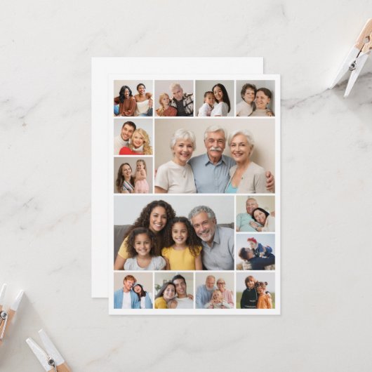 独自の14フォトコラージュあいさつを作成する カード (正面/裏面インサイチュ)