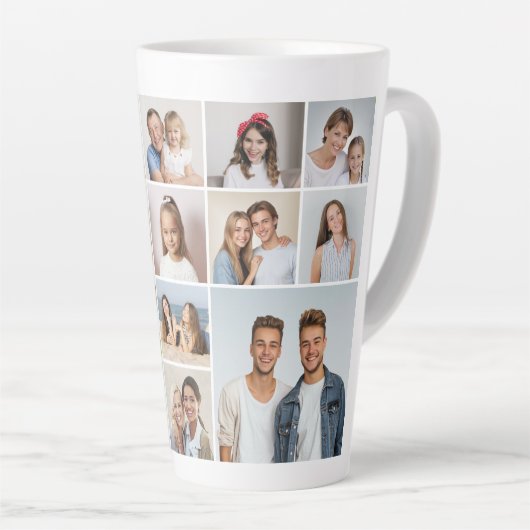 独自の14フォトコラージュを作成 カフェラテマグ (右アングル)