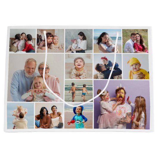 独自の14フォトコラージュを作成 ラージペーパーバッグ (正面)