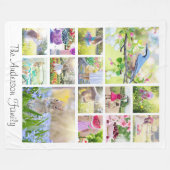 独自の14フォトコラージュカスタムファミリーを作成する フリースブランケット (正面(横))