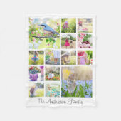 独自の14フォトコラージュカスタムファミリーを作成する フリースブランケット (正面)