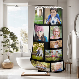 独自の14フォトコラージュ黒を作成モダン シャワーカーテン