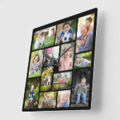 独自の14フォトコラージュ黒を作成 スクエア壁時計 (傾斜)