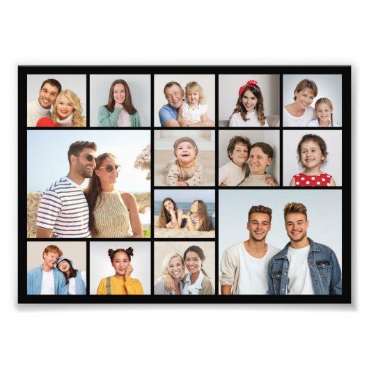独自の14枚の写真コラージュの写真の拡大を作成 フォトプリント (正面)