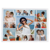 独自の15フォトコラージュ編集可能カラーを作成 ラージペーパーバッグ (裏面)