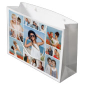 独自の15フォトコラージュ編集可能カラーを作成 ラージペーパーバッグ (裏面アングル)