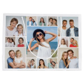 独自の15フォトコラージュ編集可能カラーを作成 ラージペーパーバッグ (裏面)