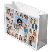 独自の15フォトコラージュ編集可能カラーを作成 ラージペーパーバッグ (裏面アングル)