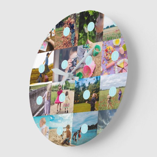 独自の16フォトカスタマイズ可能なコラージュ時計を追加 ラージ壁時計 (傾斜)