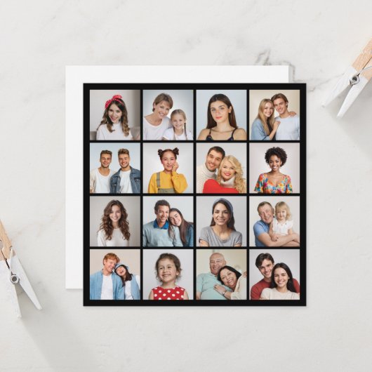 独自の16フォトコラージュあいさつを作成する カード (正面/裏面インサイチュ)