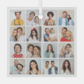 独自の16フォトコラージュを作成 ガラスオーナメント (正面)