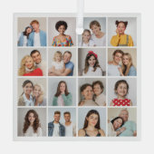 独自の16フォトコラージュを作成 ガラスオーナメント (裏面)