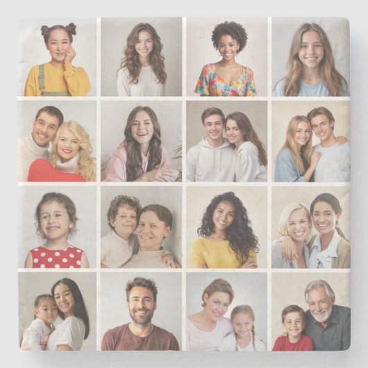 独自の16フォトコラージュを作成 ストーンコースター (正面)