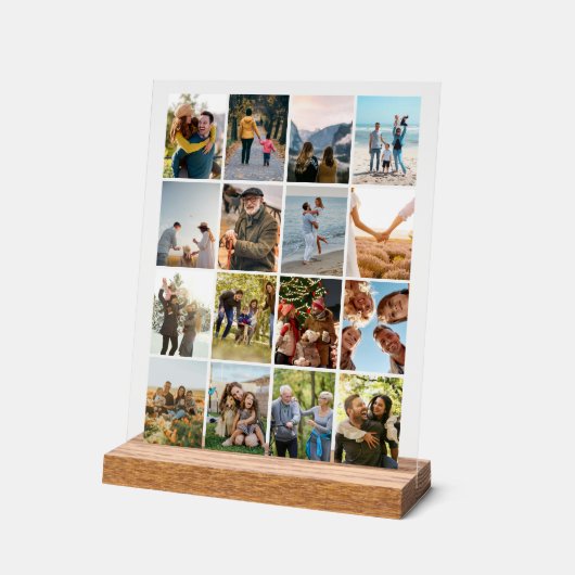 独自の16フォトパーソナライズされたコラージュを作成 アクリルサイン (傾斜)