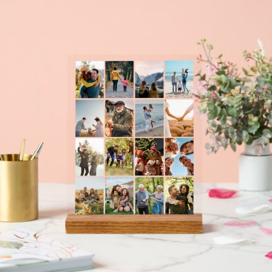 独自の16フォトパーソナライズされたコラージュを作成 アクリルサイン (ウェディング)