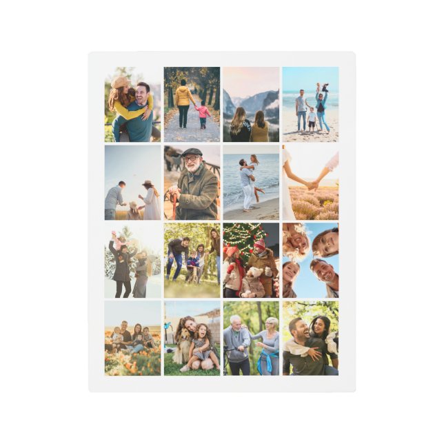 独自の16フォトパーソナライズされたコラージュを作成 メタルプリント (正面)