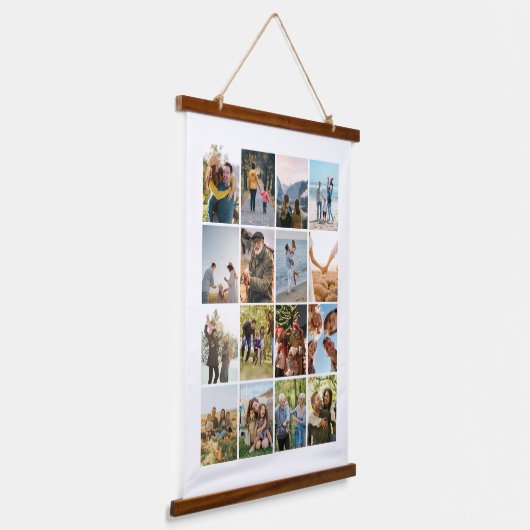 独自の16フォトパーソナライズされたコラージュを作成 吊り下げ型タペストリー (傾斜あり)