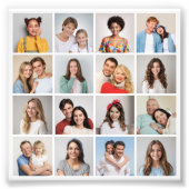 独自の16枚の写真コラージュの写真の拡大を作成 フォトプリント (正面)
