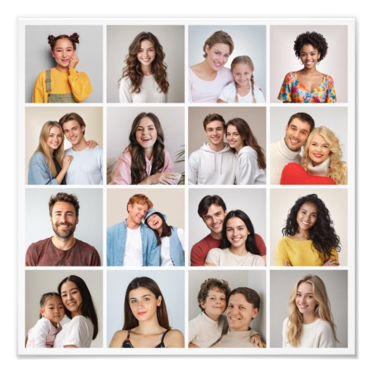 独自の16枚の写真コラージュの写真の拡大を作成 フォトプリント            (正面)