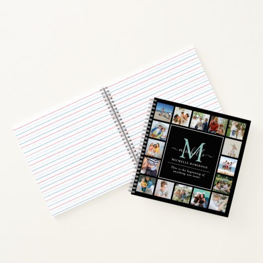 独自の17フォトコラージュ、モノグラムと引用文を作成 ノートブック (内部)