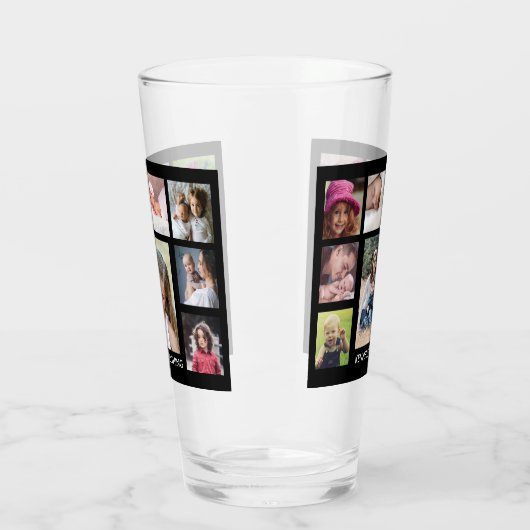 独自の18ファミリー引用文写真コラージュ   タンブラーグラス (左)