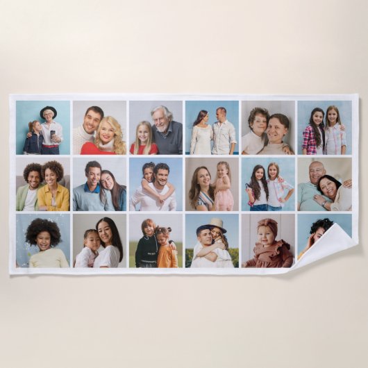 独自の18フォトコラージュを作成 ビーチタオル (正面)