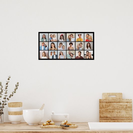 独自の18フォトコラージュ編集可能カラーを作成 ポスター (キッチン)