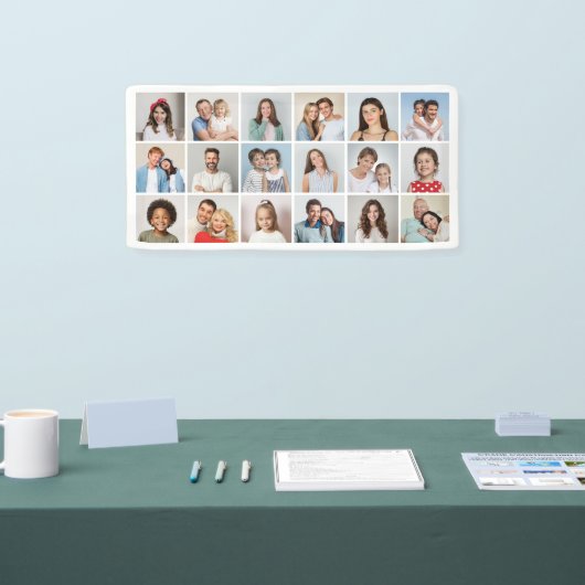 独自の18フォトコラージュ編集可能カラーを作成 横断幕 (トレードショー)