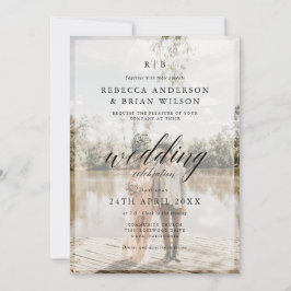 独自の2フォトシックな書道の結婚作成 招待状